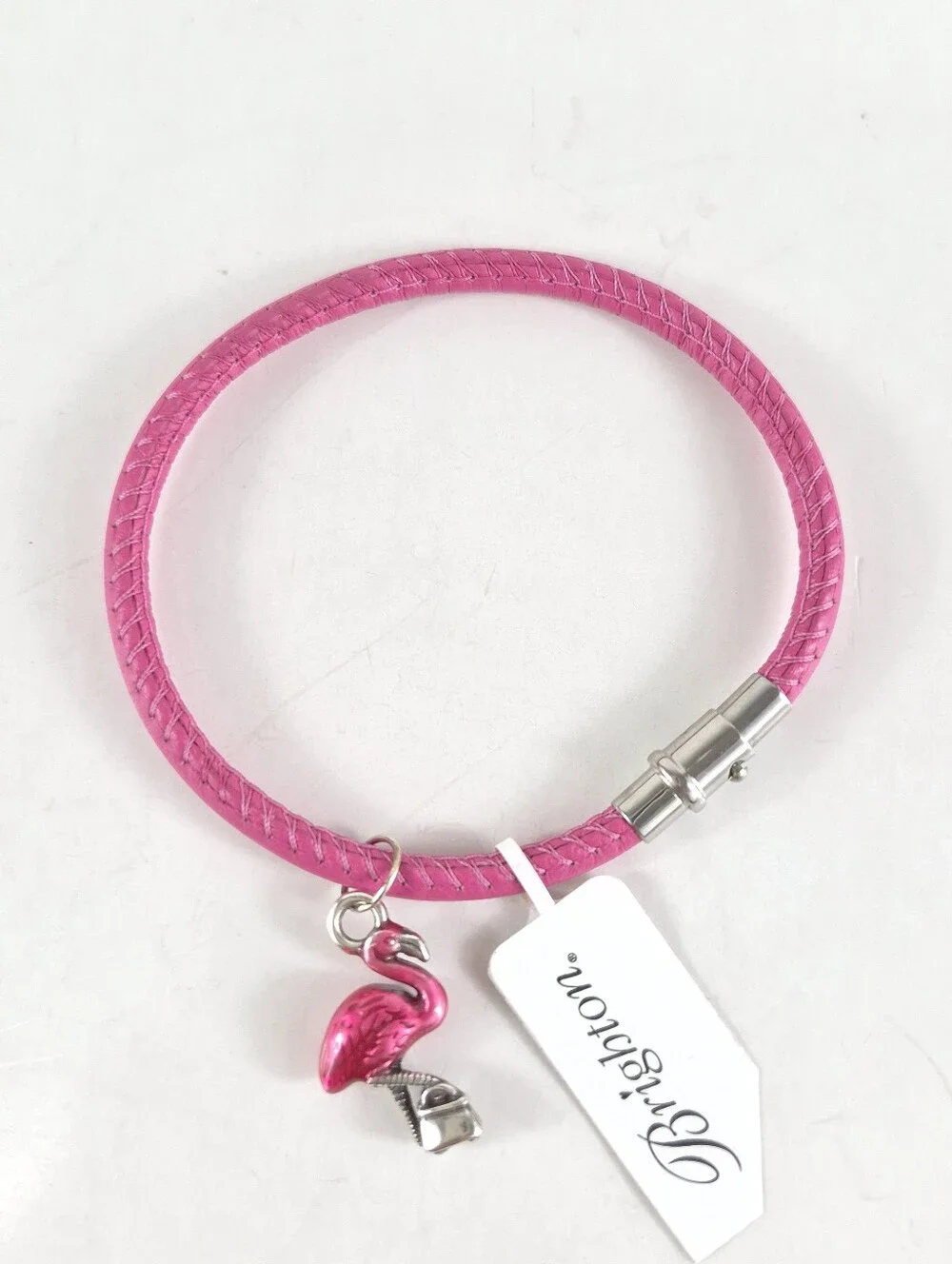 Brighton Coachella Pink Flamingo Charm Leather Bracelet NWT - Picture 1 of 7